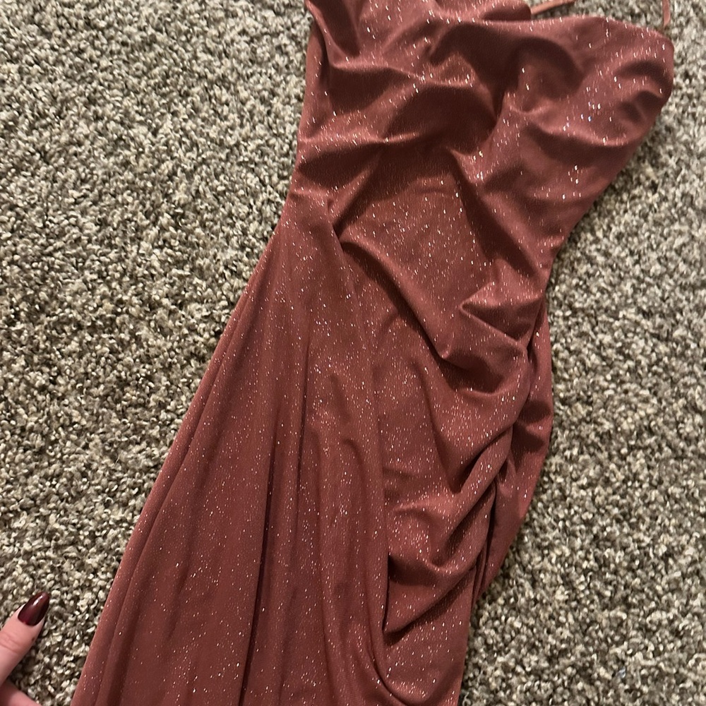 Elegant Brown Glitter Dress
